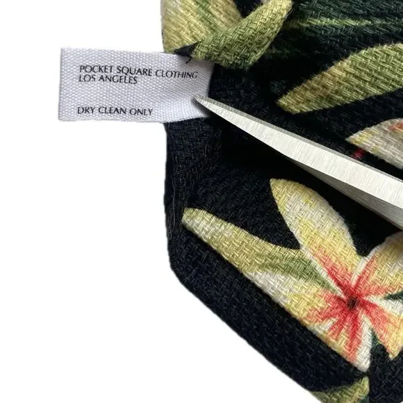 POCKET SQUARE CLOTHING PSC The Kaleo Black Tropical Slim Tie Floral Linen Beachy - Picture 7 of 8